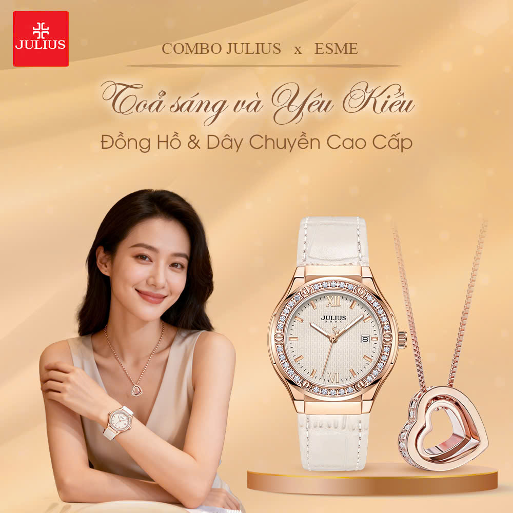 Combo Quà Tặng Đồng Hồ Nữ JA-1395C + Dây Chuyền ESME ES482