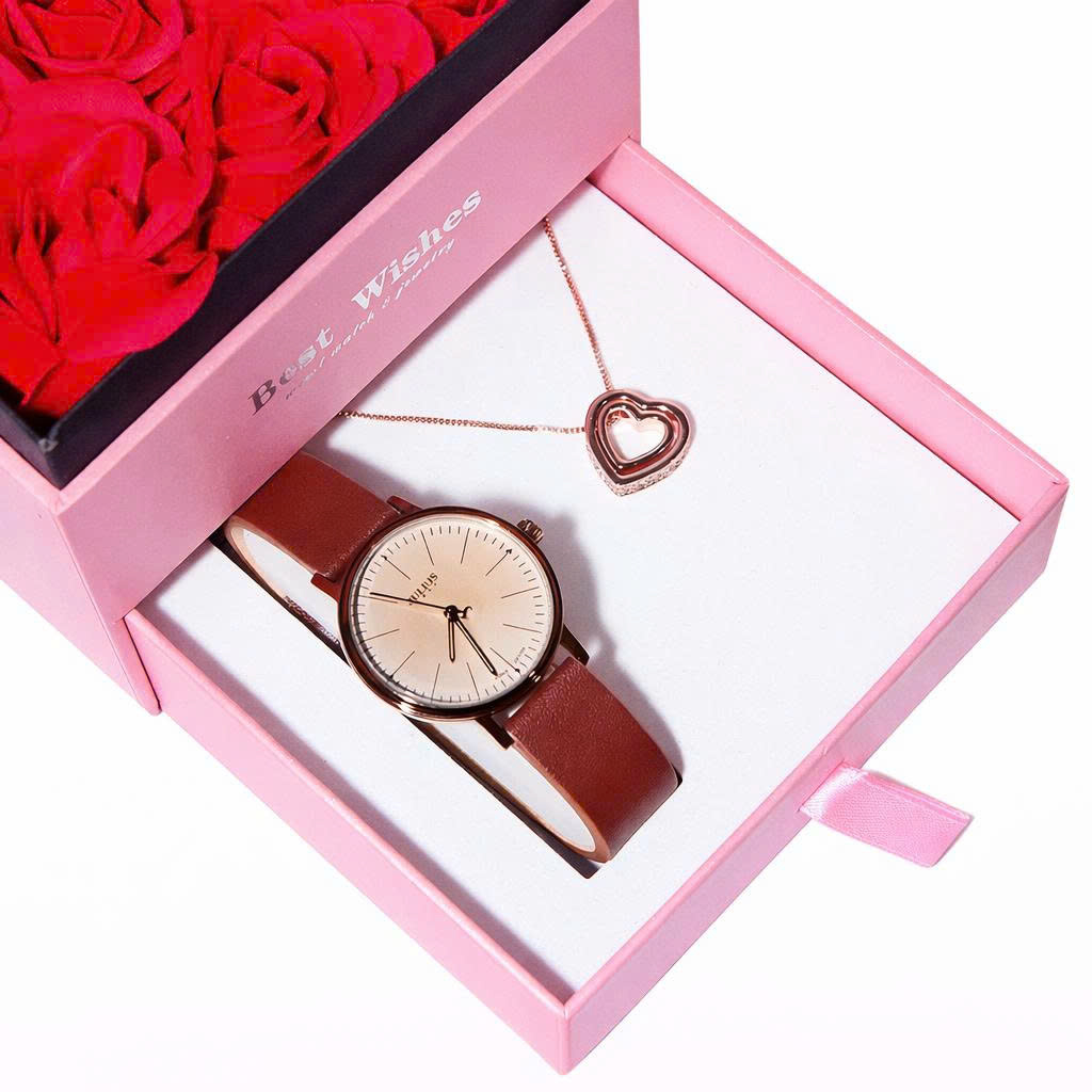 Combo Đồng Hồ Nữ JA-814LE  Julius  + Dây Chuyền ESME ES482