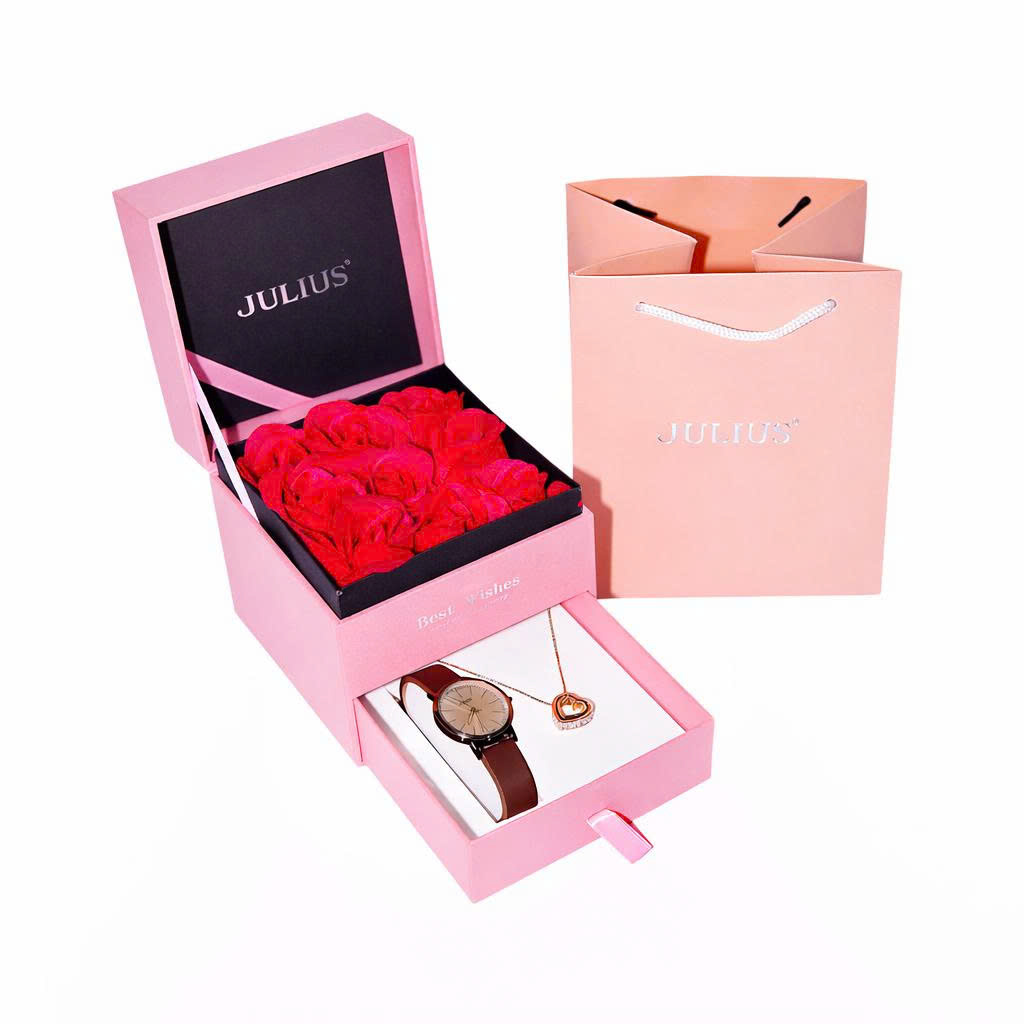 Combo Đồng Hồ Nữ JA-814LE  Julius  + Dây Chuyền ESME ES482