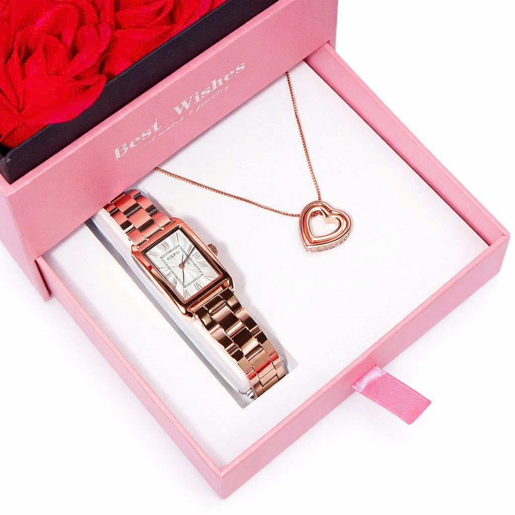 Combo Đồng Hồ Dây Thép Julius JA-1338B1 + Dây Chuyền ESME ES482