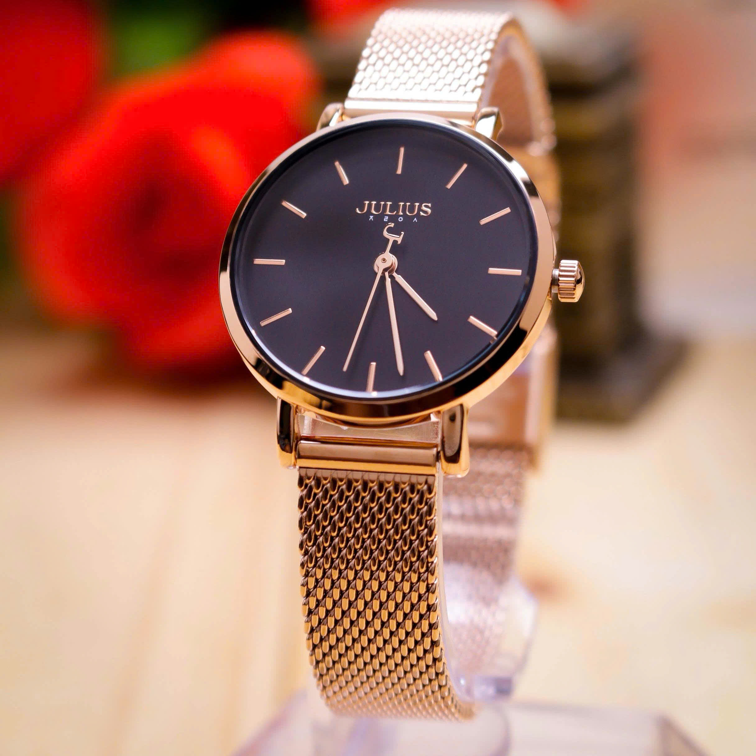 Combo Phụ Kiện  Đồng Hồ Nữ JA-1164L Julius Hàn Quốc Dây Thép (Nhiều Màu)