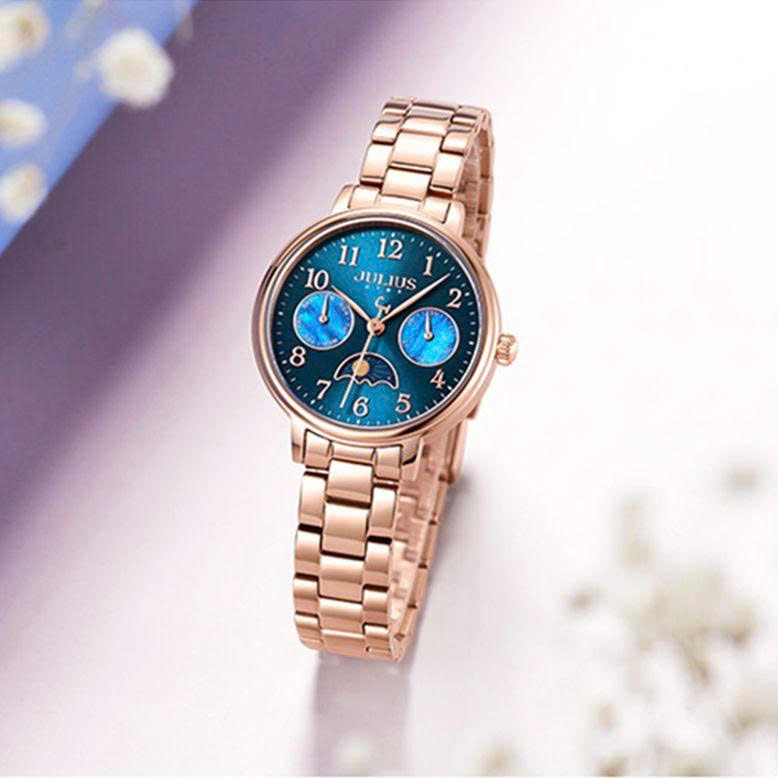 Đồng Hồ Nữ JS-047B Julius Star Kính Saphire Hàn Quốc ( Đồng Xanh)