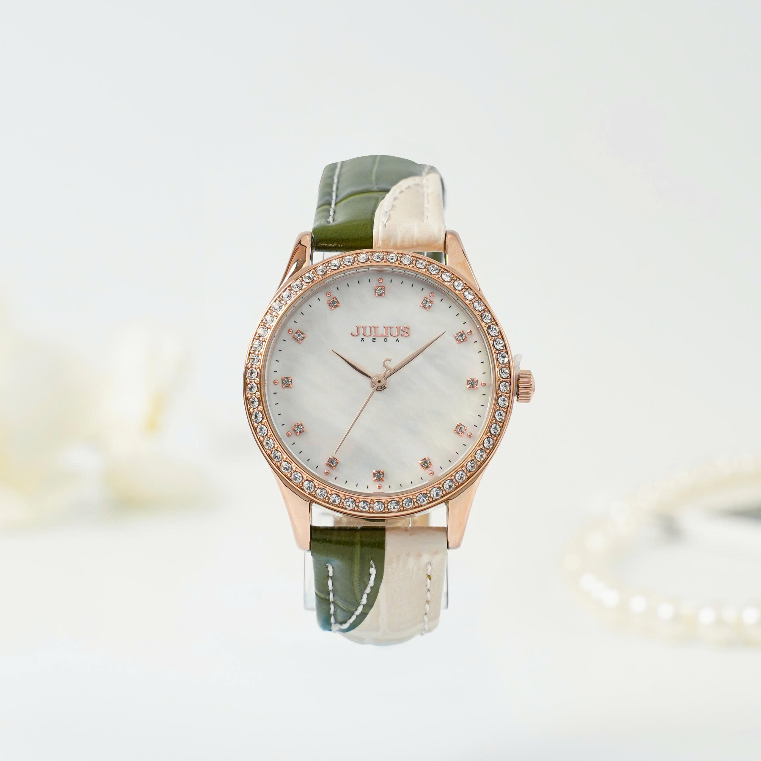 [New Arrival] Đồng Hồ Nữ JA-1593 Julius Mặt Xà Cừ  Dây Da(3 màu)