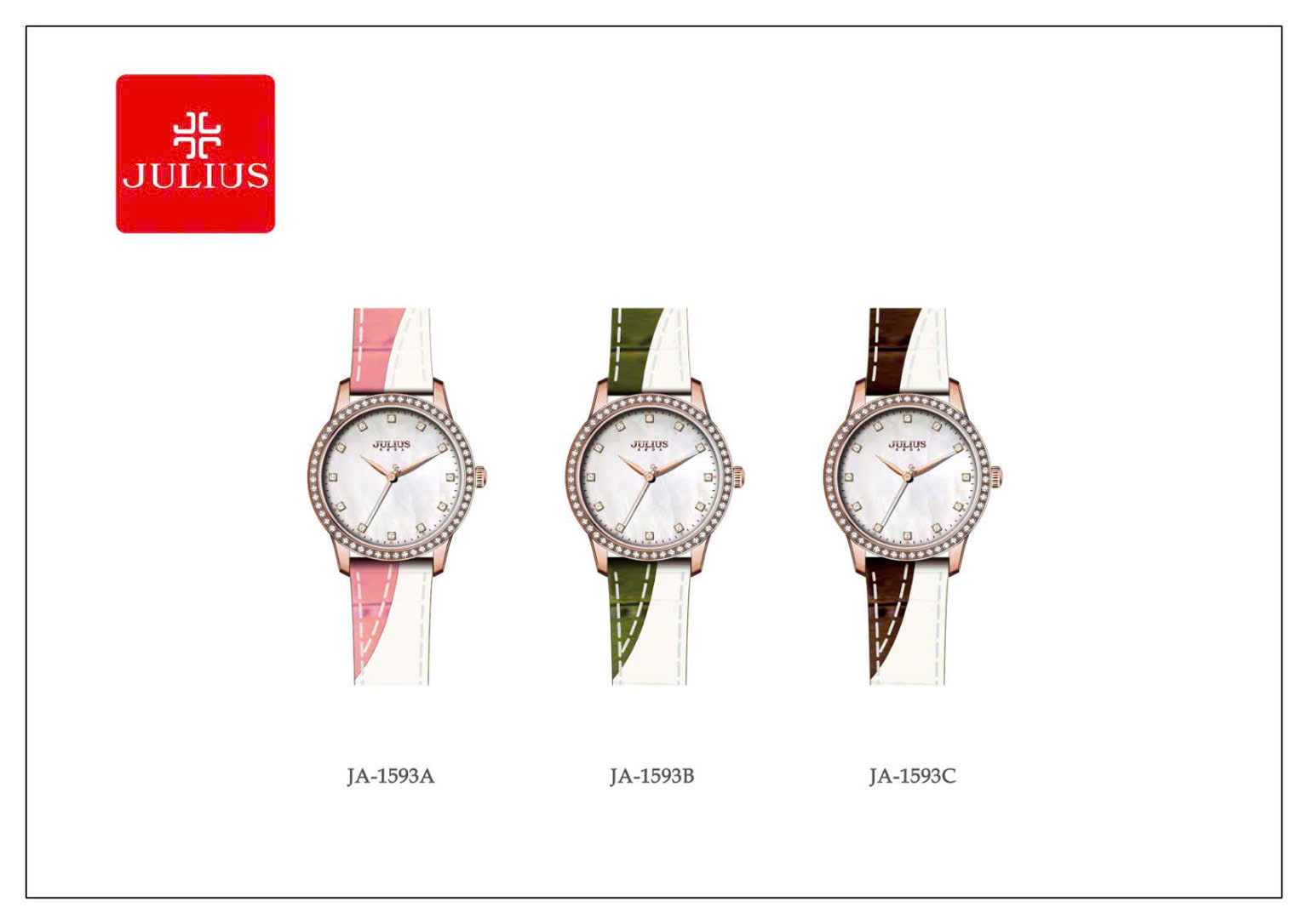 [New Arrival] Đồng Hồ Nữ JA-1593 Julius Mặt Xà Cừ  Dây Da(3 màu)