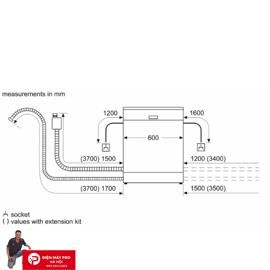 Máy rửa bát âm tủ 14 bộ Bosch SMV6ZCX16E Serie 6 Kho Điện Máy Pro hà Nội Giá Rẻ