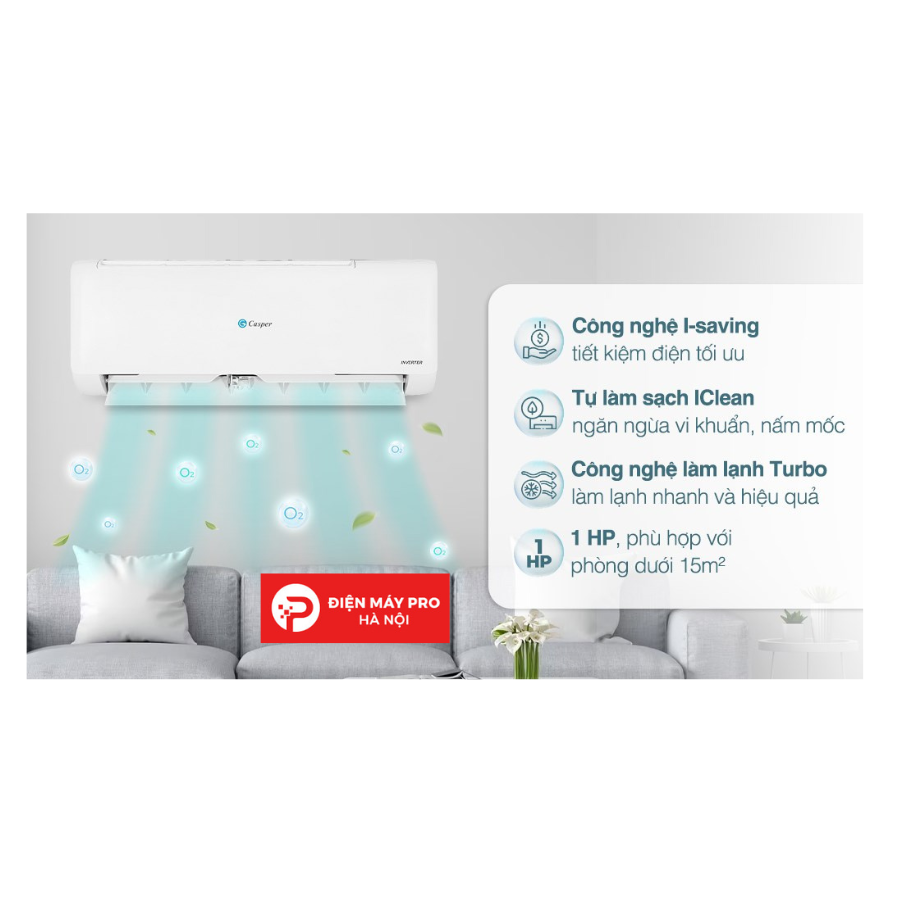 Điều hòa Casper Inverter 9000 BTU 1 chiều TC-09IS35 gas R-32 100% Chính Hãng