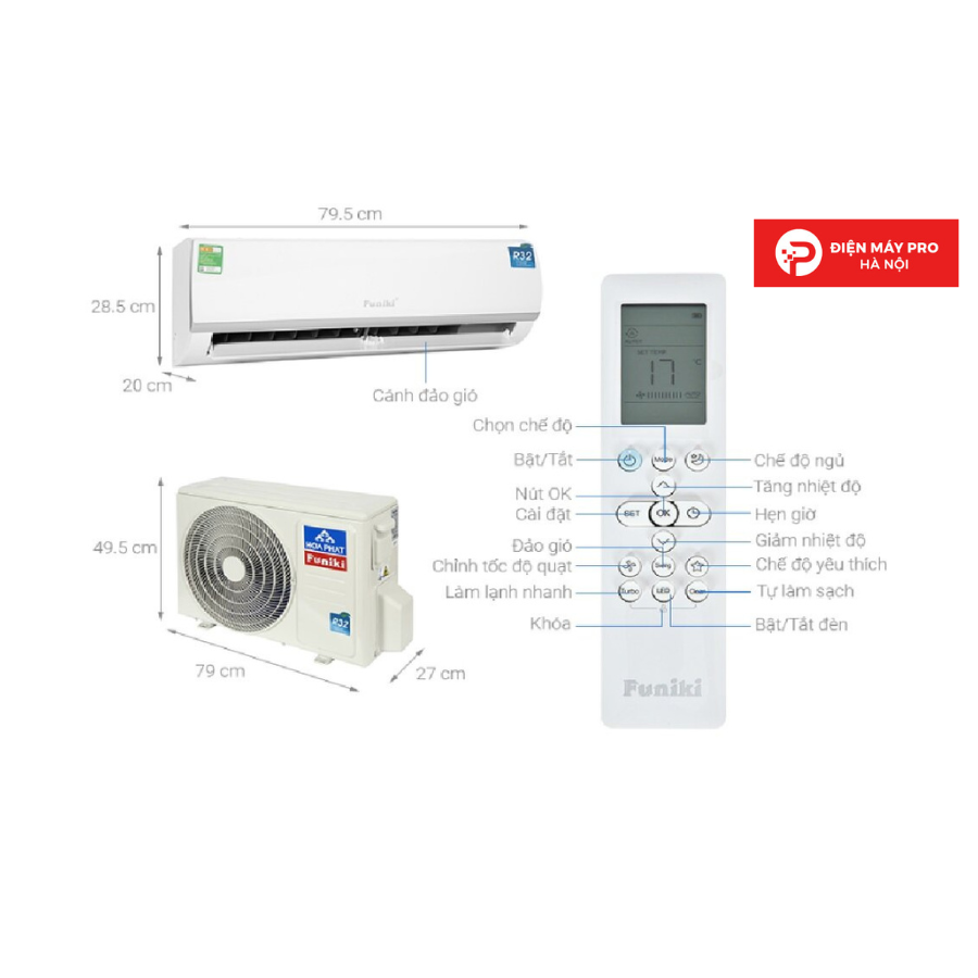 Điều hòa Funiki Inverter 12000 BTU 1 chiều HIC12TMU Mới 100%