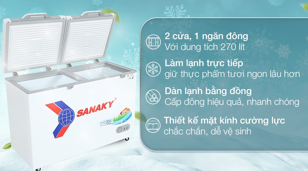 Tủ đông Sanaky 270 lít TD.VH3699A2KD Chính Hãng Giá Rẻ Nhất Hà Nội