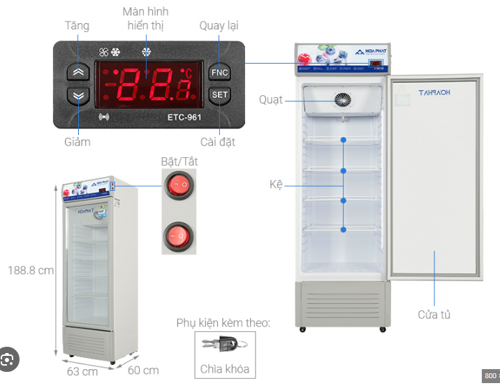 Tủ mát Hòa Phát 1 cánh 280 lít HSR D6280 Giá Rẻ Nhất
