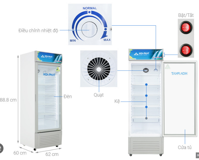 Tủ mát Hòa Phát 1 cánh 195 lít HSR D6195 Giá Rẻ Nhất