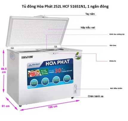 Tủ đông Funiki - Hòa Phát inverter 1 ngăn 525 lít HCFI-516S1Đ1 Chính Hãng