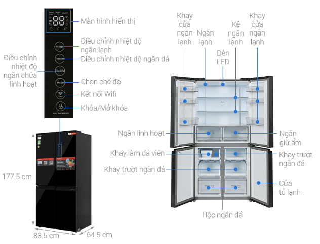 Tủ lạnh Toshiba Inverter 474 lít GR-RF611WI-PGV(22)-XK  Mới 100% 