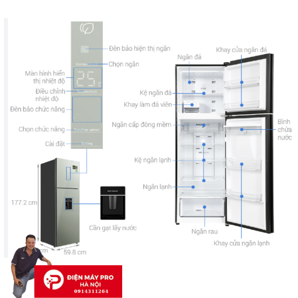 Tủ lạnh Aqua Inverter 347 lít AQR-T390FA(WGM) Kho Điện Máy Pro Hà Nội Giá Rẻ Nhất