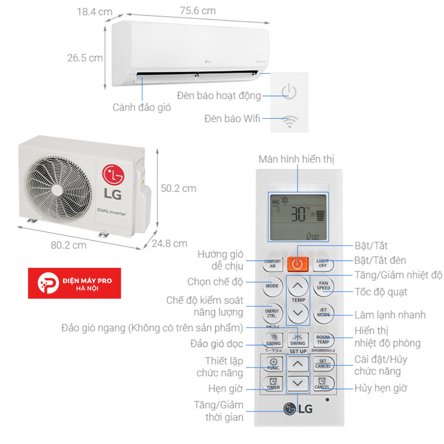 Điều hòa LG Inverter 9000 BTU 1 chiều V10WIN1 Chính Hãng Mới 100%