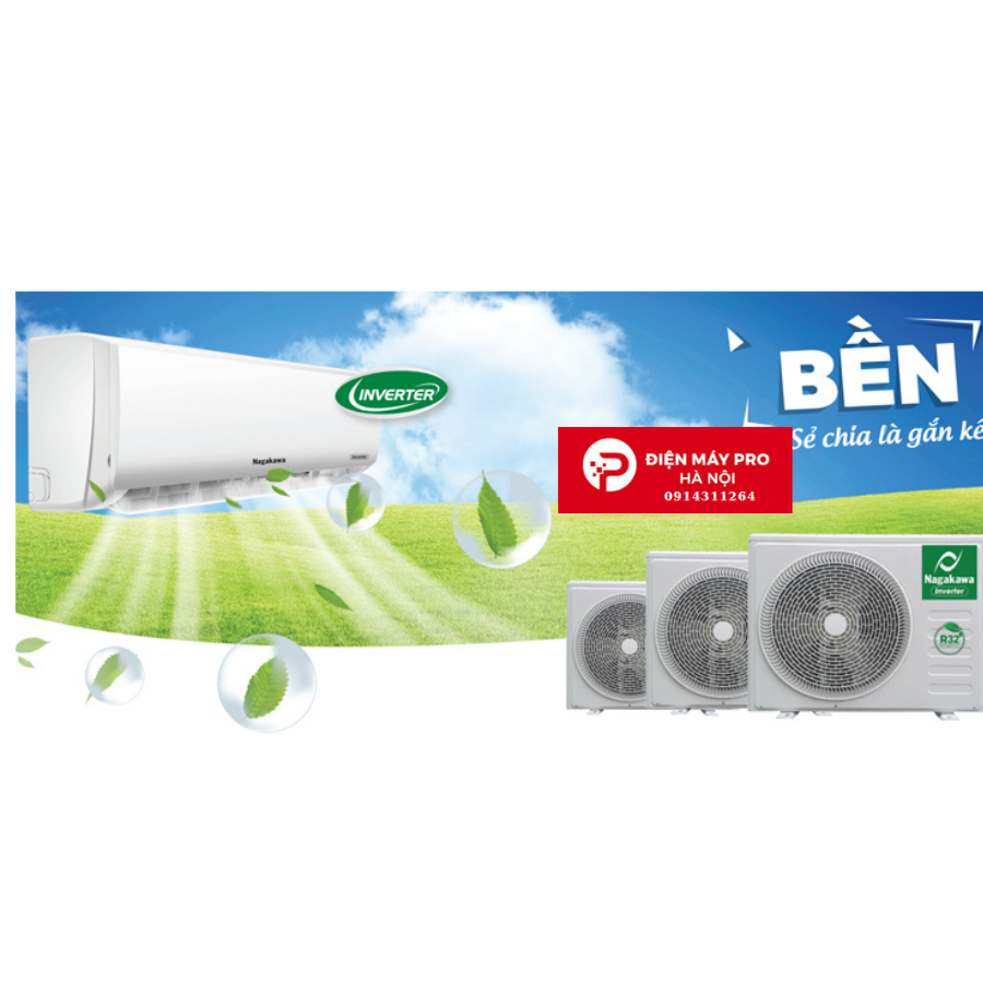 Điều hòa Nagakawa Inverter 12000 BTU 1 chiều NIS-C12R2T29 gas R-32 Điện Mấy Pro Giá Rẻ Nhất HN