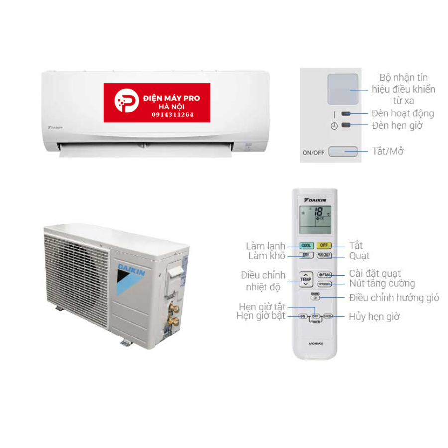Điều hoà Daikin Inverter 18000 BTU 1 chiều FTKB50YVMV Chính Hãng 100%
