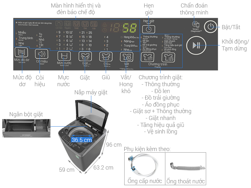 Máy giặt LG T2351VSAB TurboDrum Inverter 11.5 kg