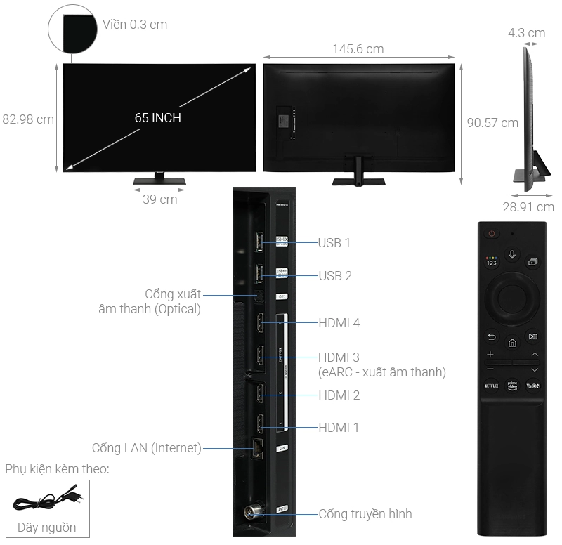 Smart Tivi Samsung 65QN85C 4K NEO QLED 65 inch 2023 QA65QN85C Mới 100%
