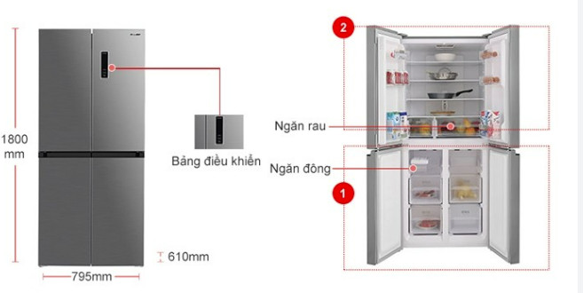 Tủ lạnh Sharp Inverter 362 lít Multi Door SJ-FX420V-SL  Mới 100% ĐIỆN MÁY PRO HN