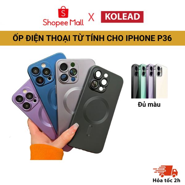 Ốp điện thoại hỗ trợ sạc từ tính bảo vệ camera KOLEAD P36 chống bám vân tay dành cho 11 12 13 14 15 Promax