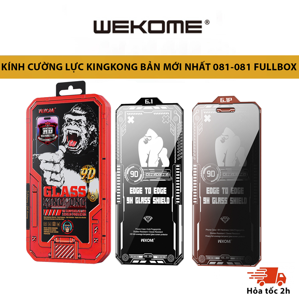 Kính cường lực KingKong WEKOME WTP-081 loại mới nhất 9H full màn - trong suốt/chống nhìn trộm - cho iph 15 15Pro 15Promax