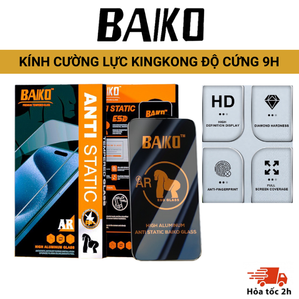 Cường lực iphone KINGKONG BAIKO chắn bụi loa 9H siêu mượt siêu bền cho Iphone 15 14 13 12 11 Pro max 7 8 Plus Xr Xs x