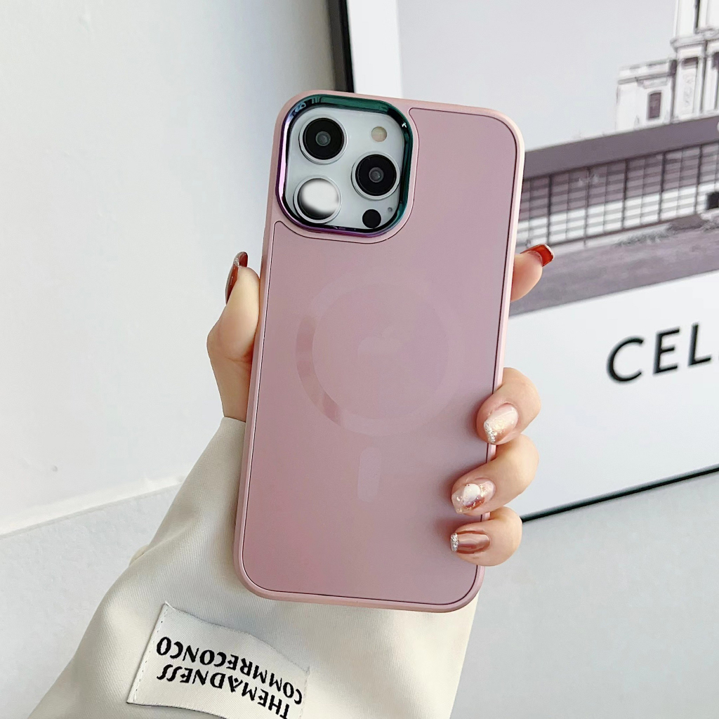 Ốp điện thoại chống bẩn từ tính loại xịn có viền camera kim loại màu titan tự nhiên P10 KOLEAD13 14 15 Pro 15 Promax