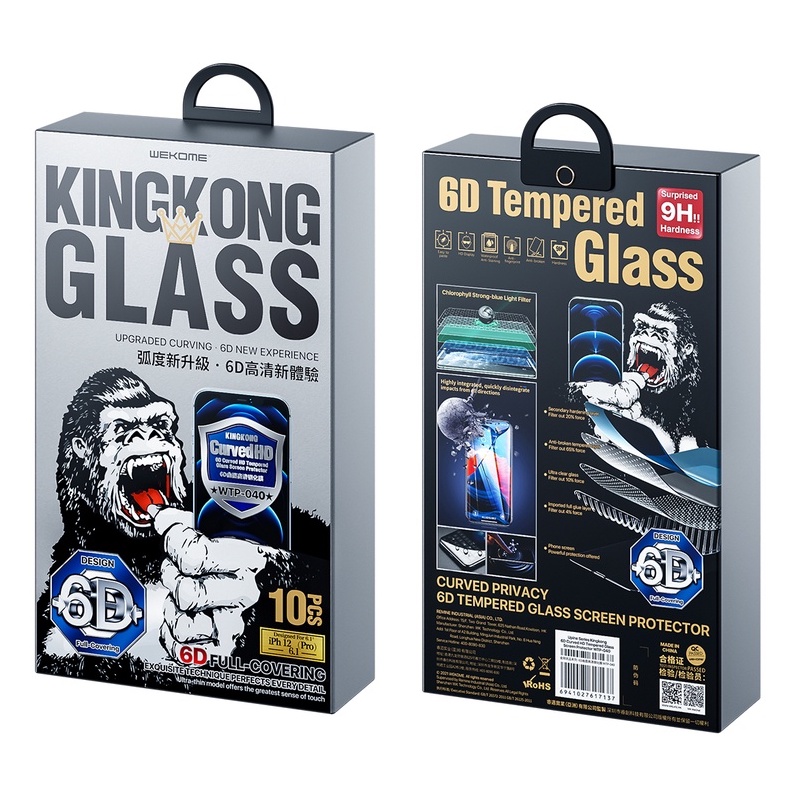 Kính Cường Lực KINGKONG WEKOME 040/056 Full MÀN Chống Vỡ Viền iphone 11 12 13 14 15 16 promax PRO