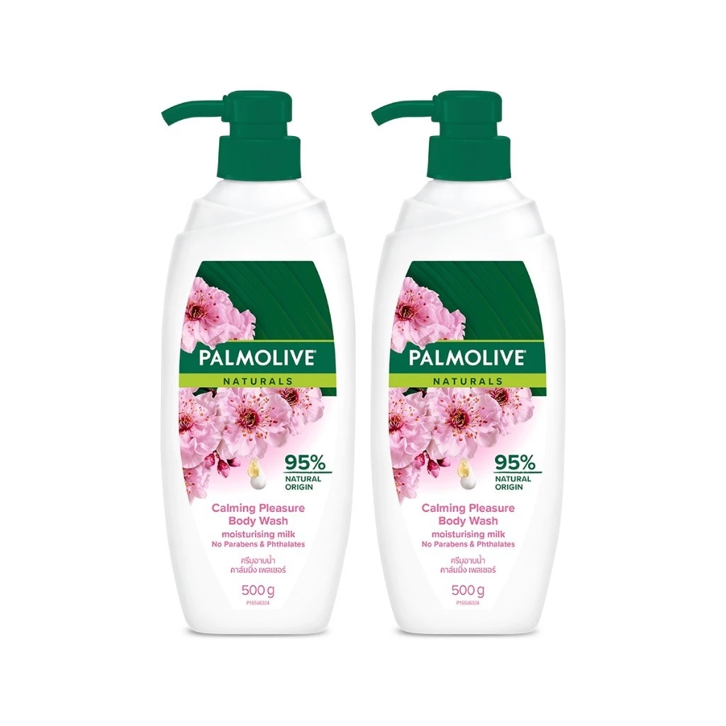Bộ 2 chai sữa tắm Palmolive sảng khoái dịu êm 95% chiết xuất từ hoa anh đào 500g
