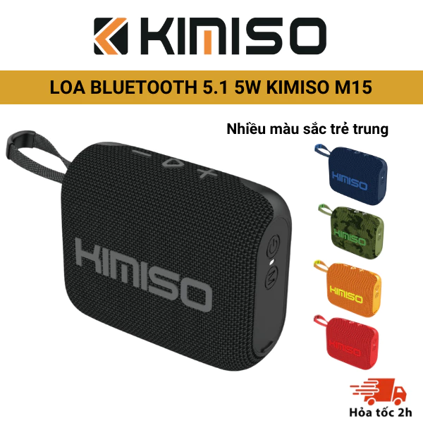 Loa bluetooth mini KIMISO M15, phiên bản bluetooth 5.1, công suất 5W, thiết kế nhỏ gọn, dễ sử dụng, âm thanh sống động