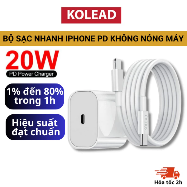 Bộ Củ Cáp Sạc Nhanh PD C15 20W chuẩn dòng KOLEAD An Toàn Ổn Định - Bảo Vệ Thiết Bị - Không Nóng Máy