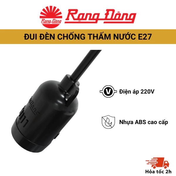 Đui đèn chống nước E27 Rạng Đông sử dụng ngoài trời, đảm bảo an toàn cho người sử dụng, phù hợp với nhiều thiết bị