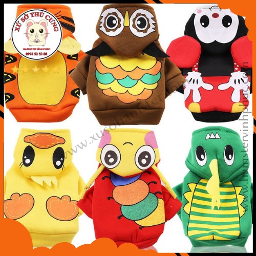 Áo chó mèo có mũ hình thú đáng yêu