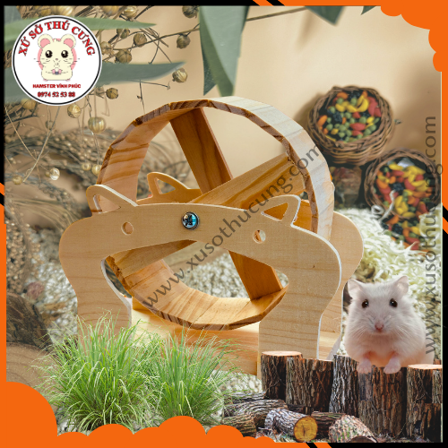 Wheel gỗ mộc hình mèo