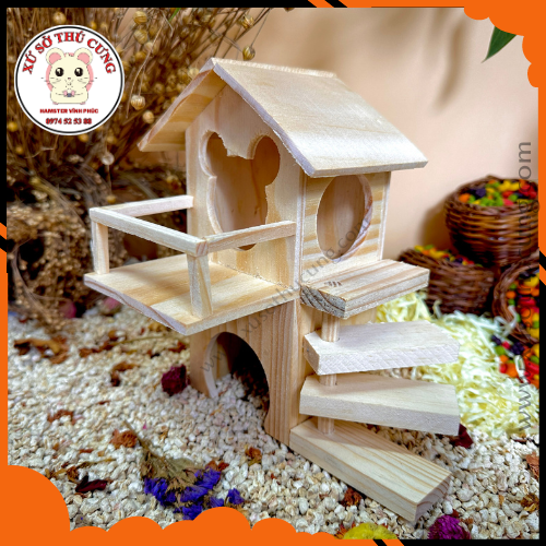 Nhà ngủ gỗ mộc 2 tầng thang xoắn