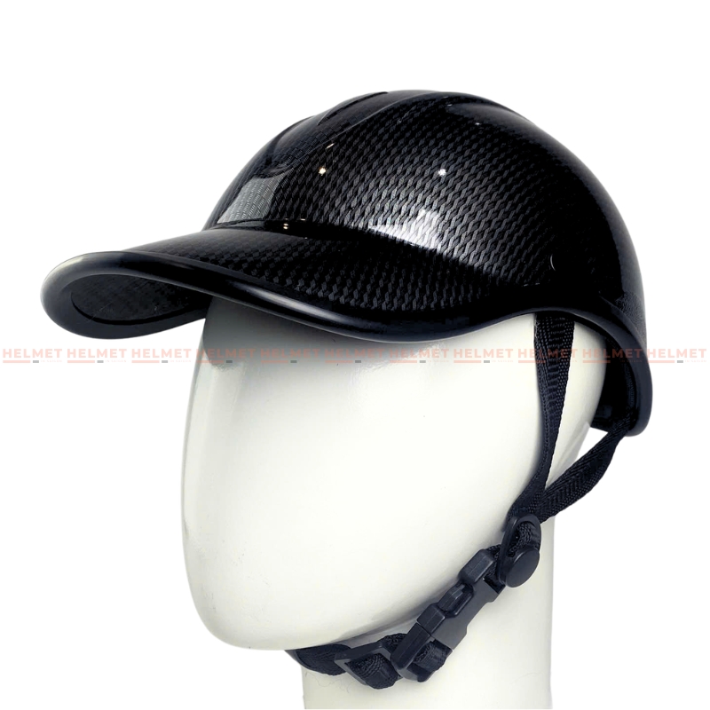 Mũ bảo hiểm lưỡi trai 1/2 đầu không khoét sơn nhúng carbon - MBH kết nửa đầu unisex nam nữ gọn nhẹ, che nắng mưa gió bụi