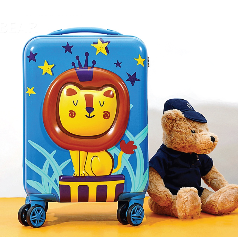 Vali Kéo Nhựa Cho Bé BEDDYBEAR In Hình Dập Nổi 3D Sư Tử Size Xách Tay 17 inch BJX-LV-001-SUTU