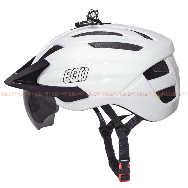 Mũ bảo hiểm xe đạp 1/2 đầu EGO EB-46 siêu nhẹ có kính nam châm, chốt gắn camera hành trình, điều chỉnh size