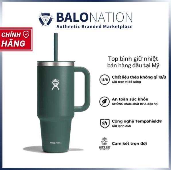 Ly giữ nhiệt Hydro Flask 40 oz Around Travel Tumbler kèm ống hút