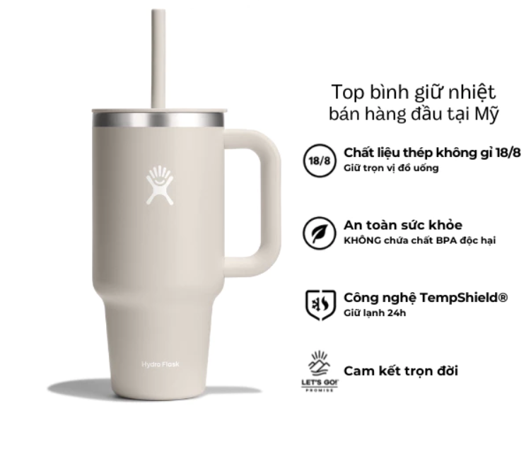 Ly giữ nhiệt Hydro Flask 32oz Around Travel Tumbler kèm ống hút