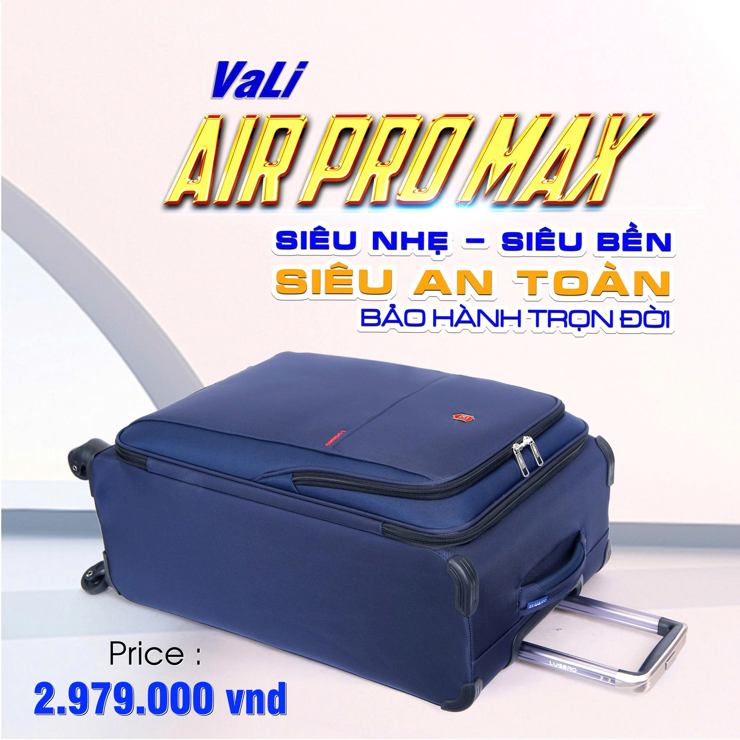 Vali kéo vải LUGBRO Air Pro Max 2.9 kg 24 inch siêu nhẹ có thể nới rộng 6cm, dây kéo chống thủng, khóa TSA