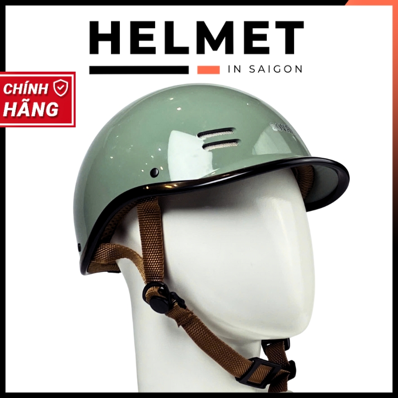 Mũ bảo hiểm cá heo 1/2 đầu SOVAX viền vàng - Gọn nhẹ, thoáng khí, MBH nửa đầu Hoằng Đạt thời trang