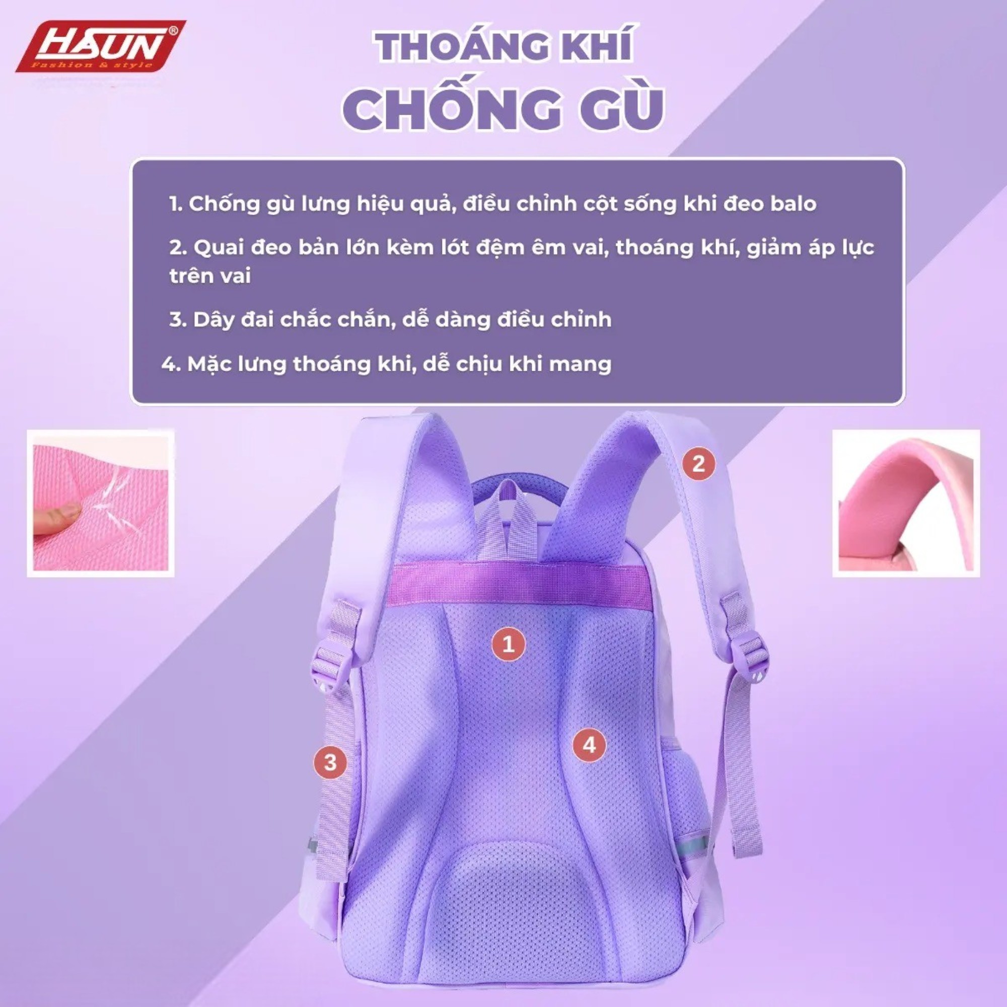Balo chống gù dành cho bé trai học sinh tiểu học HASUN HS 2547