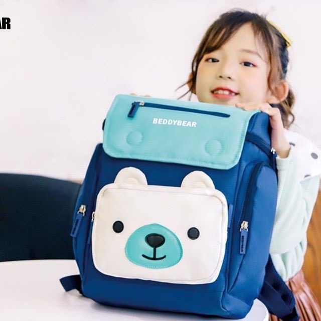 Balo Chống Gù BEDDYBEAR Cho Bé Tiểu Học Thỏ Pipi Màu Xanh Trắng XS-XANHTRANG