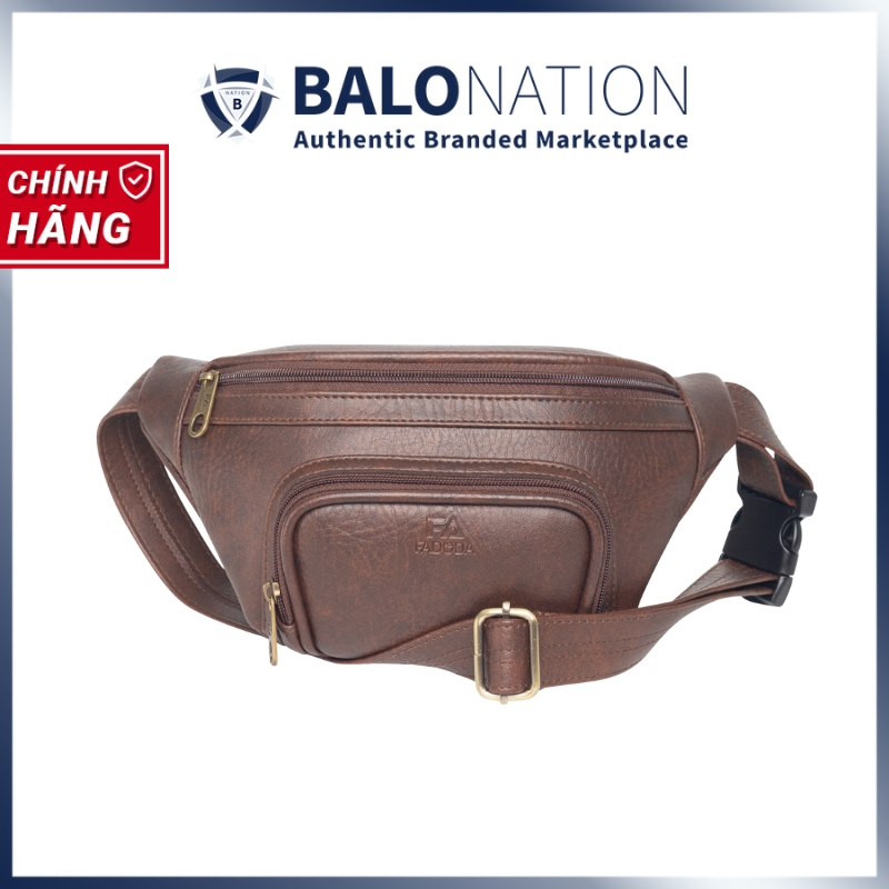 Túi bao tử / đeo chéo da FADODA FDC12 nhiều ngăn, gọn nhẹ, đứng form, chống thấm, không bong tróc, unisex