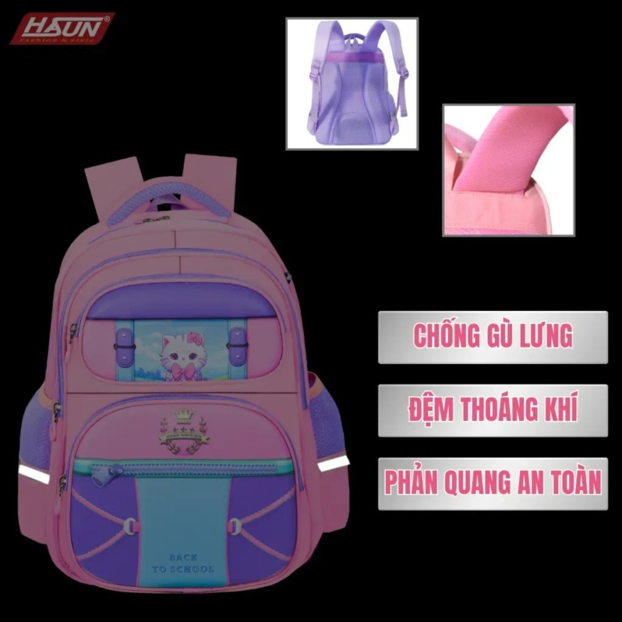 Balo chống gù dành cho bé trai học sinh tiểu học HASUN HS 2546