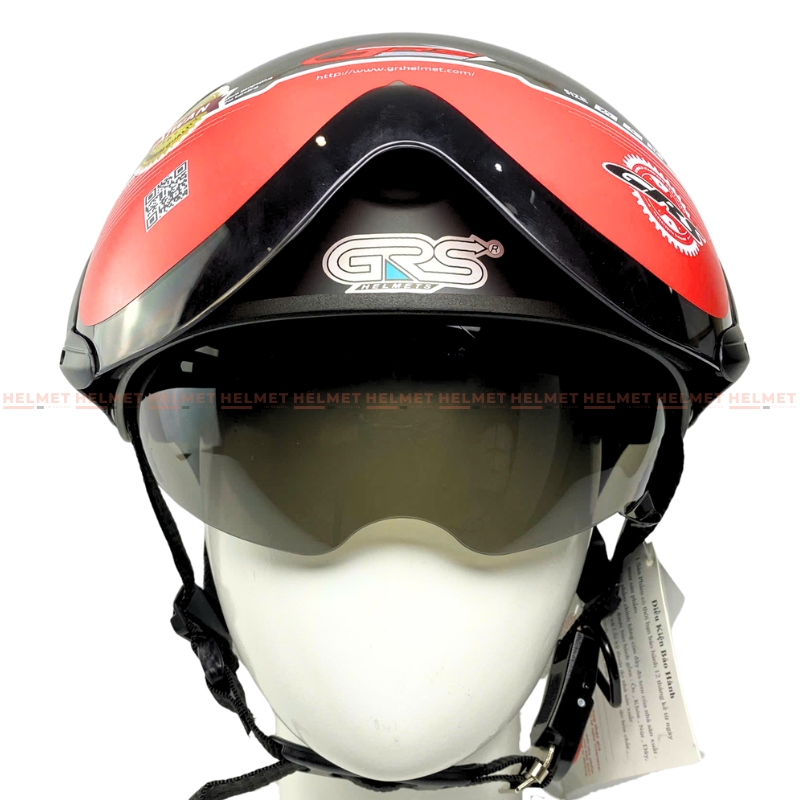 Mũ bảo hiểm 1/2 đầu GRS A966 2 kính đôi - MBH nửa đầu kính âm, ngoài, chống nắng, chói, bụi, lót tháo rời