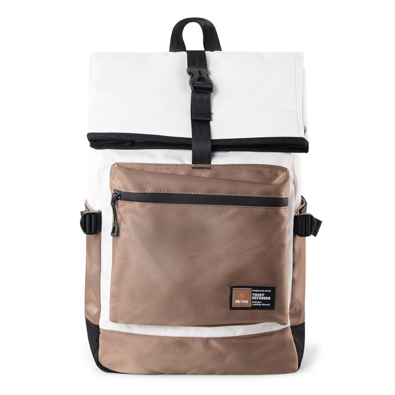 Balo teen MR VUI 1028 laptop 14 inch nắp gập dành cho học sinh sinh viên - Tối giản, vải dày dặn trượt nước