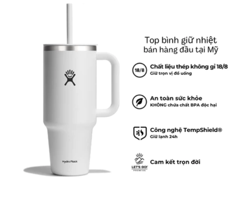 Ly giữ nhiệt Hydro Flask 40 oz Around Travel Tumbler kèm ống hút