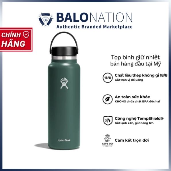 Bình giữ nhiệt Hydro Flask 40 oz Wide Flex Cap có nắp xoay